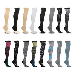 Compports Circulation Meilleur soutien Chaussettes <span class=keywords><strong>de</strong></span> compression <span class=keywords><strong>de</strong></span> conception <span class=keywords><strong>fantaisie</strong></span> sur les bas du genou Extra Long Plus Size Women Thigh High Sock - Product Image 1