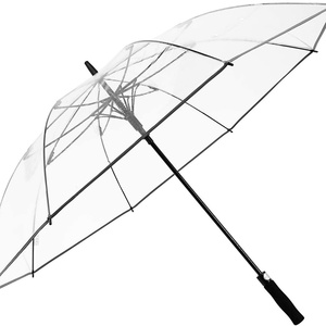 23 Inch 8K Fiberglass Frame Transparent Golf <b>Umbrella</b> with PVC Cover Auto Open & Manual Close Custom Printed Logo All-Season - Product Image 1