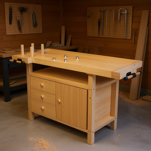 Ensemble d'établis en bois avec pinces de 12x3 et 20x4-3/4 pouces pour garage, atelier et travail du bois - Product Image 2