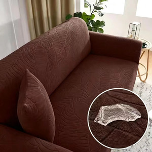 Housse de protection pour canapé en jacquard solide, lavable, 1/2/3/4 places, épaisse, en forme de L, pour banquette, motif feuilles séchées, sectionnelle, extensible et élastique - Product Image 5