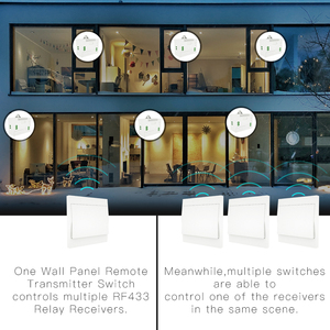 Interrupteur intelligent sans fil RF433 à alimentation autonome, pas besoin de piles, pas de câbles, émetteur et récepteur de panneau mural - Product Image 2