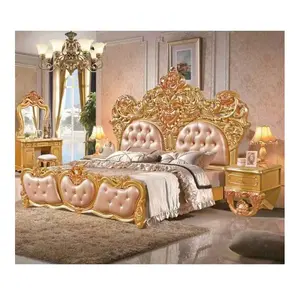 Set di mobili per camera da letto 2.4m grande casa reale letto europeo 1.8m letto matrimoniale struttura in legno massiccio
