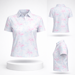 เสื้อโปโลผ้าถักทรงเข้ารูปสำหรับผู้หญิง พิมพ์ลายโลโก้ตามสั่ง เสื้อผ้ากอล์ฟสุดหรู ระบายอากาศได้ดี ซับเหงื่อ แห้งเร็ว - Product Image 1