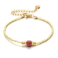 Zooying bohème carré pierre naturelle Lapis Lazuli améthyste Bracelet or perle de riz pour les femmes tissé à la main perles de riz Bracelet