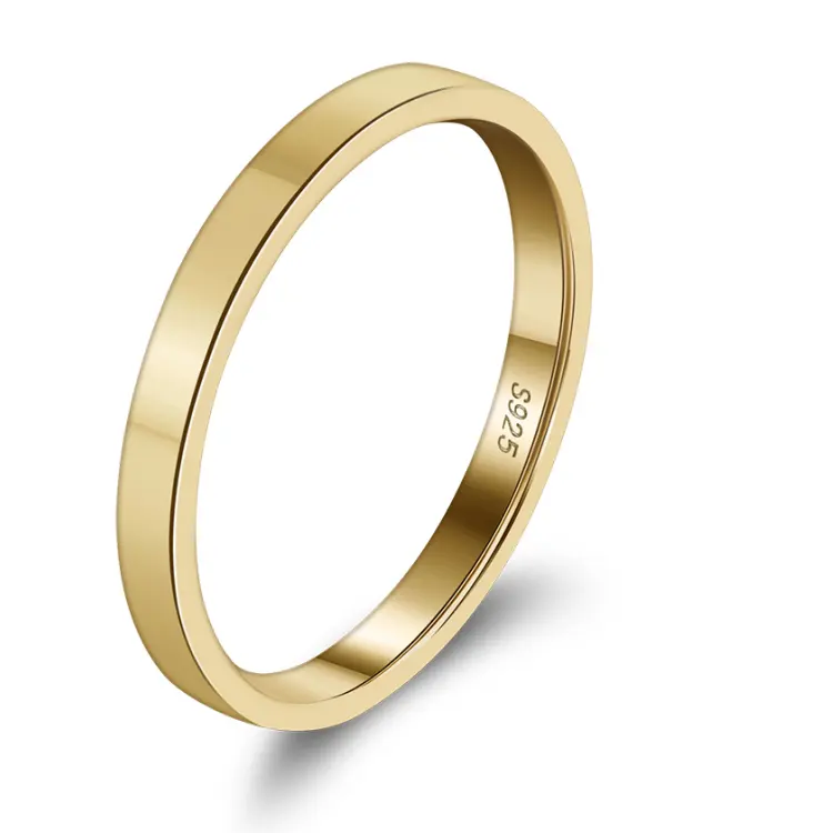 APR33 RINNTIN 14K oro placcato anelli lisci 925 argento Sterling impilabile banda coppia fedi nuziali da donna