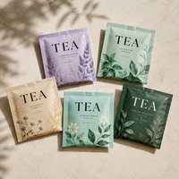 Sachets de thé plats en plastique avec logo personnalisé, qualité alimentaire 100%, vente en gros, emballage pour sachets de thé en poudre, sachets de café