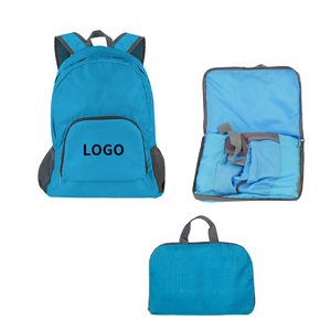 2026 Foldable Backpack Blue Foldable Polyester Casual Minimalist Foldable Backpack for Advertising