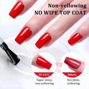 Vente en gros de gel de finition pour verre sans essuyage, super brillant, longue durée, gel de finition trempé, vernis à ongles gel UV soak-off, fournitures pour ongles en gros - Product Image 2