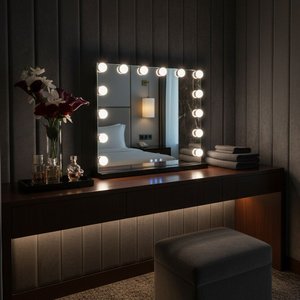 Hiện đại LED chiếu sáng Vanity trang điểm gương Dimmable điều khiển cảm ứng chống sương mù mặc quần áo Tabletop phòng tắm/Salon/phòng ngủ gương - Product Image 5