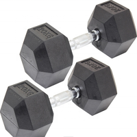 En gros 20kg revêtement en caoutchouc kurz hantel mancuernas de gym livraison poids personnalisé haltère ensemble hexagonale hex haltères