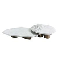 Table à thé italienne légère de luxe et créative en marbre naturel imprimé léopard moderne et simple pour villa meubles