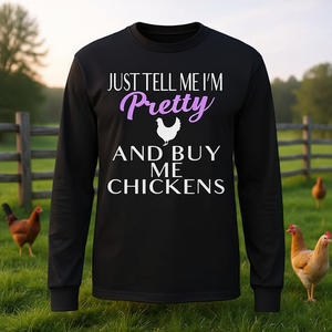 Camiseta de manga larga Chicken Lady, dile que soy bonita y compre pollos - Product Image 3