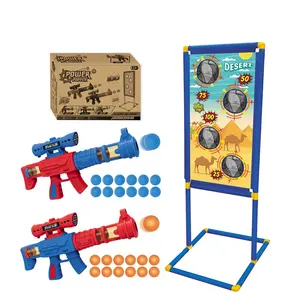 Camouflage color foam ball air gun toys kids shooting game funny children toy gun with 2 guns 24 bullets and cloth target