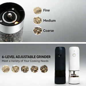 Minimalist Rechargeable Plastic <b>Pepper</b> Adjustable Coarseness Refillable Salt and <b>Pepper</b> Mill Set for Home and Restaurant - Product Image 3