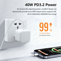 Chargeur USB-C 40W à charge rapide PD, adaptateur secteur USB-C 40W avec prise UE, UK, US pour iPhone 17