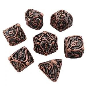 Hot Custom Engraved Antique Gold Skeleton <strong>Man</strong> <strong>Dice</strong> RPG <strong>Dice</strong> for Role-playing Board Games 16mm DND Metal Skeleton <strong>Dice</strong> Set - Product Image 1