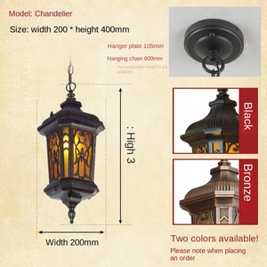 Retro <b>Outdoor</b> Waterproof Pendant <b>Light</b> Texture Yellow Glass Porch <b>Garage</b> Garden Home Roof Pendant <b>Light</b> - Product Image 2