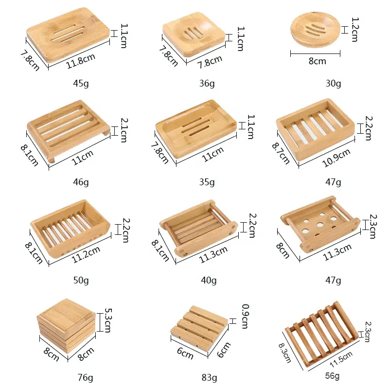 Handmade 100% Biodegradable Bathroom Top Quality Natural Wooden Soap Dish Bamboo Soap Dishes Holder