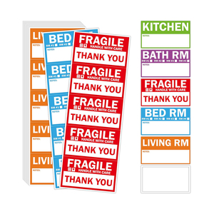 Etiquetas móviles para el hogar, 5 etiquetas de codificación de colores, pegatinas de caja de embalaje con 20 pegatinas frágiles y 20 en blanco, ayudante de mudanza de apartamento - Product Image 1