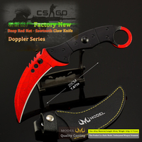Couteaux Karambit tactiques CSGO 20CM entièrement métalliques avec étui en cuir, articles de collection pour le gaming et modèle d'exposition