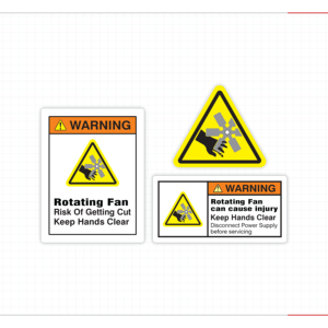 Étiquette de signalisation de danger pour ventilateurs rotatifs : Risque de coupure - Autocollant de sécurité pour ventilateurs d'extraction industriels - Vente en gros pour distributeurs - Product Image 1