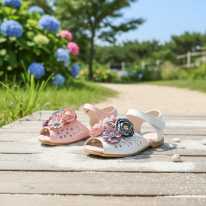 Sandalias OZKIZ Estilo Coreano con Punta Abierta para Niñas de 2 a 7 Años, Transpirables, de Verano, con Decoración Floral, Venta al Por Mayor - Product Image 3
