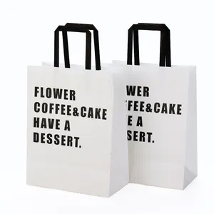 Paper shopping bag brown kraft paper bags for food takeaway with your own logo with handle