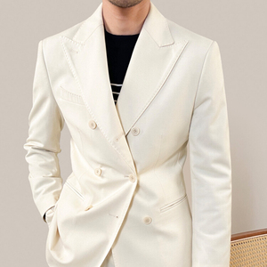 Nouveau produit Costumes de mariage classiques pour hommes Costume pantalon manteau blanc pour hommes Costume croisé - Product Image 1