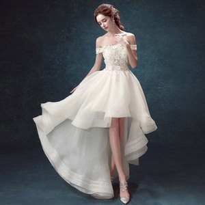 S335 Wedding Gown Bride Vestido De Noiva White Backless Lace Ball Gown Bride Short Wedding <b>Dress</b> - Product Image 3