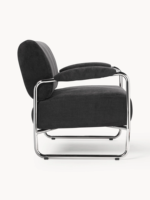 Fauteuil d'appoint moderne et élégant de style nordique minimaliste avec dossier rembourré et pieds en métal chromé pour salon, hôtel, appartement