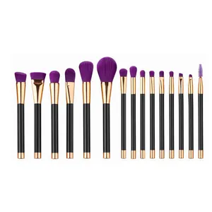 15 pcs Pincéis de Maquiagem Set Dropshipping Azul/Roxo pincel de maquiagem Pincel de Maquiagem Magnético