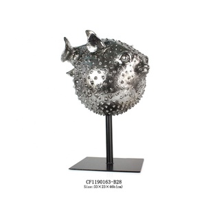 Crafts Puffer Fish Statue Metal <strong>Stand</strong> Resin Gold Decorations For Home <strong>SCULPTURE</strong> Artificial Europe