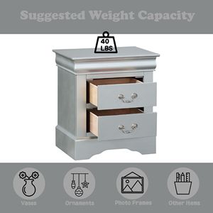 Table de chevet de luxe moderne et antique DB Louis Philippe avec armoire de chevet en aluminium finition platine pour chambre ou appartement - Product Image 3