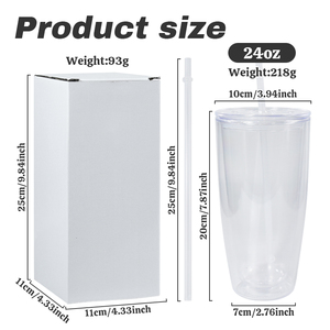Vaso de Plástico de Doble Pared de 24 oz, Libre de BPA, Transparente, Tipo Globo de Nieve, con Orificio Preperforado, Tapa con Pajita de Plástico y Tapón para Manualidades - Product Image 2