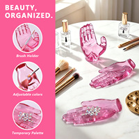 Tempat Penyimpanan Kuas & Palet Pencampur Bentuk Tangan Akrilik 2 in 1 untuk Dekorasi Meja Salon Grosir