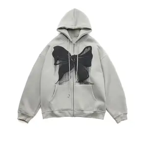 Women Street Casual Loose Hooded Cardigan Jacket Y2K Plus Size Hoodie