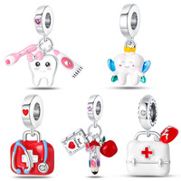 Perles breloques DIY pour bracelet, thème Trousse de premiers secours et Dents, accessoires pour enseignants
