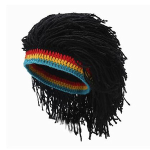 Jamaican Kufi tejido divertido fiesta hombres <span class=keywords><strong>Cos</strong></span> Rasta tejido Beanie boina ganchillo rastas peluca sombrero gorra - Product Image 1