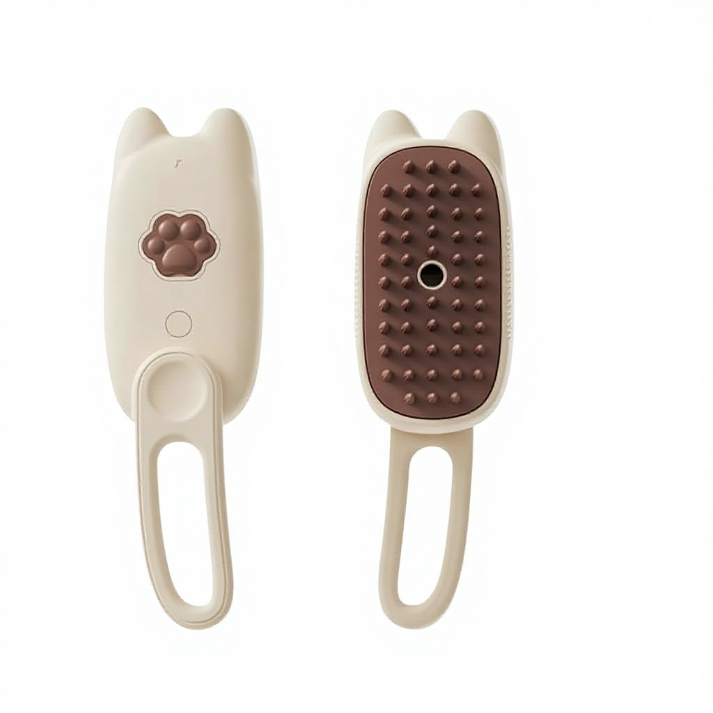 Peine giratorio para gatos beige con cable de carga