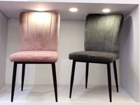 Lot de 6 chaises de salle à manger rembourrées en tissu de lin-Gris foncé