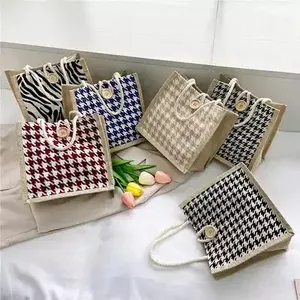 Eco Friendly Green Pe Lamination Burlap Grocery Foldable Reusable Tote Shopping Bags Sac En Jute Bag Manufacturers Canvas bags