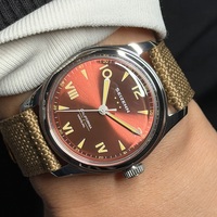 Montre de pilote classique rétro pour homme, style WWII, mécanique à remontage manuel, lumineuse, verre saphir, 50 bars, acier inoxydable