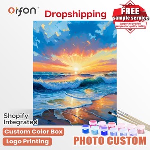 Kit <span class=keywords><strong>de</strong></span> Pintura por Números ORFON <span class=keywords><strong>para</strong></span> Principiantes, Pintura Acrílica al por Mayor, Kit <span class=keywords><strong>de</strong></span> Pintura <span class=keywords><strong>de</strong></span> <span class=keywords><strong>Atardecer</strong></span> con Olas en la Playa - Product Image 1