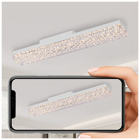 Plafonnier LED moderne à bande de cristaux longue, douille E27, ampoule à trois couleurs dimmable, lampe linéaire pour chambre à coucher