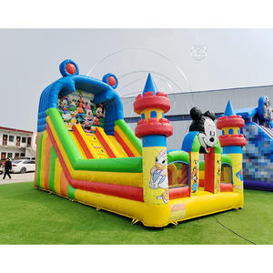 Castillo Inflable de PVC de Grado Comercial con Tobogán Combinado, Tobogán Doble Inflable de Dibujos Animados para Niños y Adultos, Toboganes Inflables para Parques de Diversiones - Product Image 1