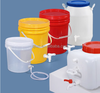 Seau en plastique HDPE de 20L, 120L, 200L, forme carrée/cylindrique avec robinet de contrôle, qualité alimentaire, recyclable, baril à eau avec robinet