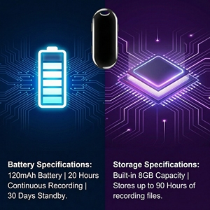 เครื่องบันทึกเสียงดิจิตอลแบบสวมใส่ได้ รูปแบบจี้ห้อยคอ วัสดุโลหะผสมสังกะสี บันทึกเสียงแบบ WAV ควบคุมด้วยเสียงด้วยปุ่มเดียว ขายดี - Product Image 4