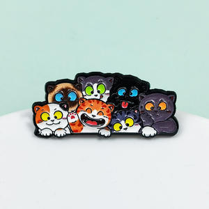 Happy Cat Kitty Cat Email Pins Een Groep Katten Broches Revers Badges Dierlijke Sieraden Cadeau Voor Kinderen Vrienden - Product Image 4