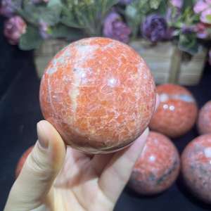 All'ingrosso prezzi naturali di cristallo sfera di guarigione arancione <span class=keywords><strong>pietra</strong></span> <span class=keywords><strong>del</strong></span> <span class=keywords><strong>sole</strong></span> con mica sfera per la vendita - Product Image 5