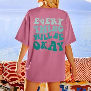 Camiseta Gráfica 100% Algodón con Gran Monograma Estampado en la Espalda, Camiseta de Moda de Manga Corta, Camiseta Oversize - Product Image 2